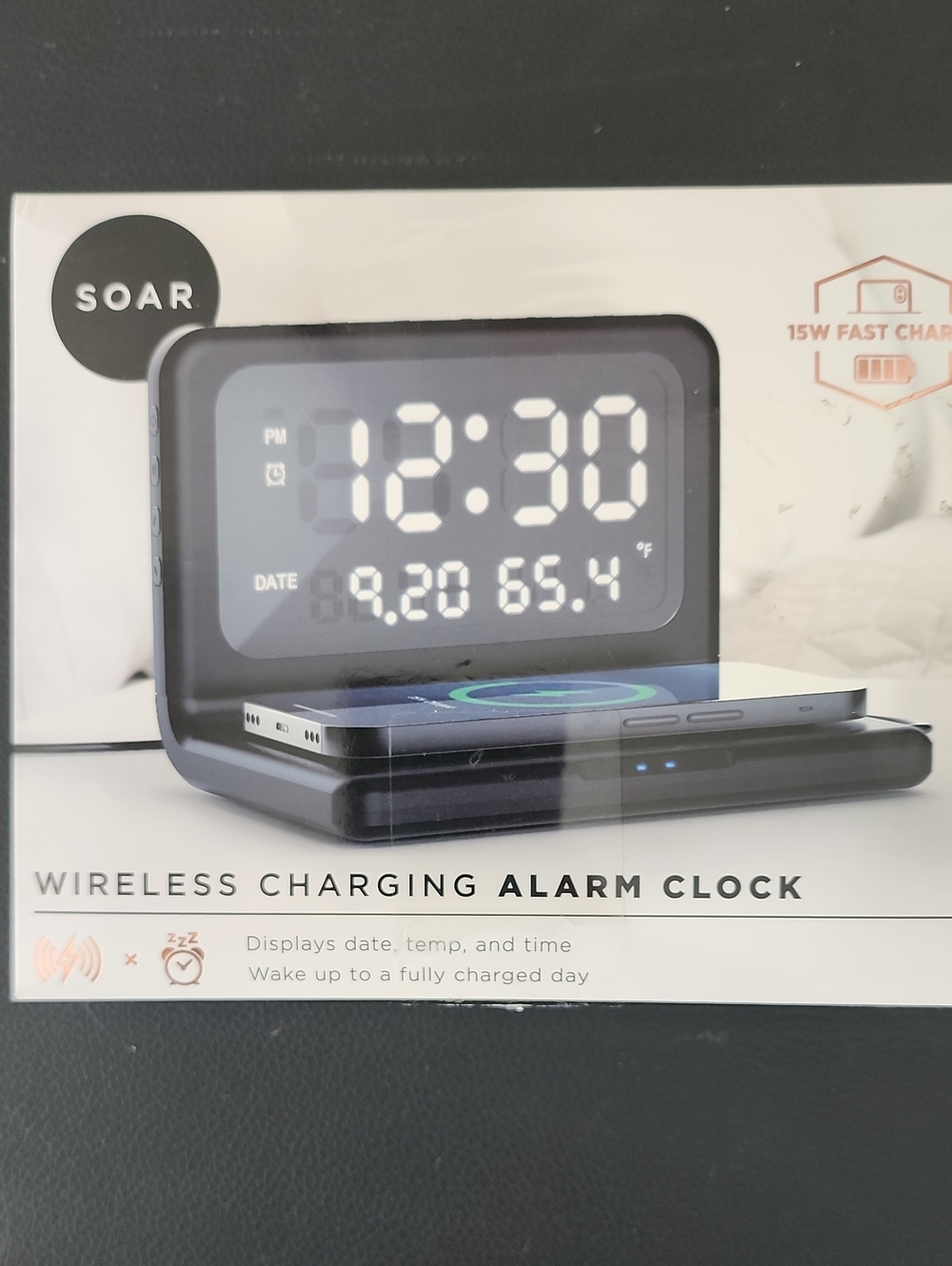 SOAR Wireless Charging Alarm Clock - Black
